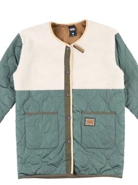 Vans - Women’s - Green Quilted Jacket with Cream Sherpa Yoke